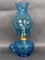 Vintage Moon & Stars Cerulean Blue Oil Lamp