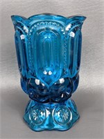 L.E. Smith Moon & Stars Blue Glass Spooner