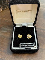 14kt Gold Post Genuine Diamond Earrings
