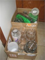 Box of Vases & Box of Plastic Containers-Ramekins
