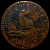 1763 New Jersey Colonial Copper Coin NICELY CIRC