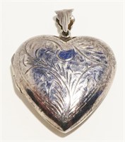 Sterling Silver Heart Locket Pendant 8.6g