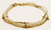 14K Y Gold & Pearl Bracelet 7" 5g