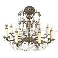 French Style Brass and Crystal Chandelier