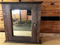 PRIMITIVE WOOD CABINET WITH MIRROR