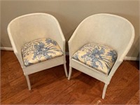 Pair of White Wicker Conservatory or Garden Chairs