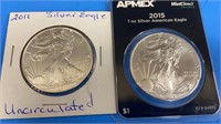 American Eagle Silver Dollars 1oz each 2011, 2015