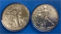 Silver Eagle Dollars 1 oz each 2016, 2019