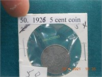 1926  5 cent coin