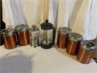 CANNISTER AND COFFEE LOT - 7 PCS.