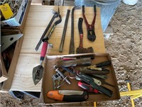 Crow bars, hatchet, tools, etc