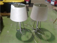 Lot of 2 Metal Table Lamps w/Shades