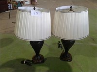 Lot of 2 Table Lamps with Marble Base & Shades