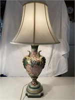 PORCELAIN SIGNED FLORAL HANDPAINTED LAMP