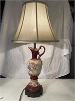 VINTAGE PORCELAIN EWER LAMP - FLORAL/GOLD