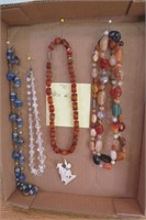 Mother of pearl pin, natural stone necklaces +