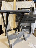 2 FOLDING SYNTHETIC SIDE TABLES - ADAMS MFG. CO.