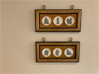 Two Framed Sets of Figural Medallions