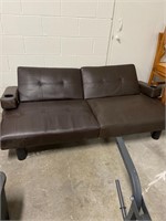 Brown faux leather futon