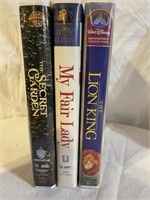 3 VHS TAPES - SECRER GARDEN, MY FAIR LADY, LION KK