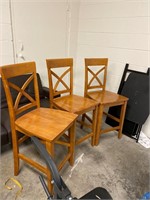 Set of 3 bar height oak chairs