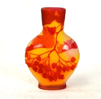 Galle Red & Yellow Art Glass Vase