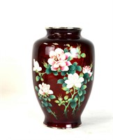 9 3/4"h X Japanese Red Cloisonne  Vase