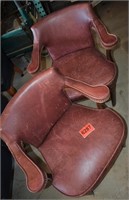 2 Square Back Armchairs (Red)