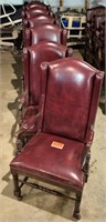 5 Leather Arm Chairs on Castors (Red)