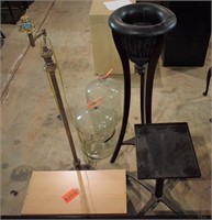 Rolling Stand, 2 Glass Jugs, Lamp