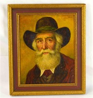 Framed Oil Painting on Board of A Man