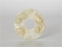 Chinese Carved Circular Jade Plaque Bi