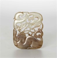Chinese Carved Double Color Jade Plaque