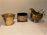 A Brass Coal Scuttle and Ice bucket