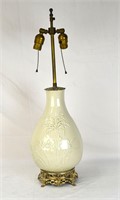 Chinese Carved White Glazed Vase Lamp