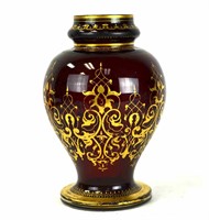French Gilt Red Glass Vase