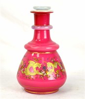 French Painted Pink Opaline Glass Vase