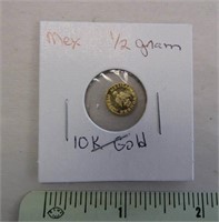 1/2 Gram of 10K Gold Mini Coin From Mexico