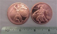 2 Copper 1oz Coins of the Warrior Series - Spartan