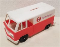 Vintage Como Plastics Foremost Van Coin Bank