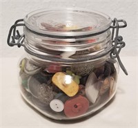 Small Canister Jar Full Of Misc Buttons