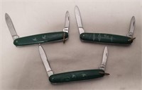 (3) Vintage 2 Blade Lark Pocket Knife