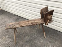 Antique Wooden Bench With Wooden Vice