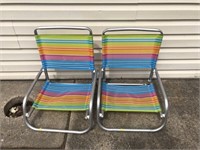 2 Folding Low Beach Chairs