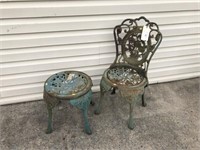 Cast Iron Garden Chair and Circular Table