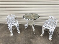 3pc Cast Iron Table and Chairs