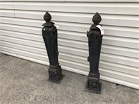 Pair of Antique Cast Iron Fence Column Posts