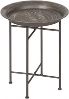 Mahdavi Round Hammered Metal Accent Table