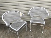 (2) Metal Outdoor Barrel Back Chairs