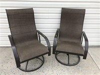 Pair of Aluminum Swivel Patio Arm Chairs